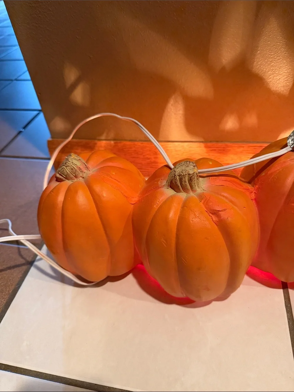 Vintage Trendmasters 4 Horizontal Foam Pumpkin Light Up Jack-O-Lantern 1995